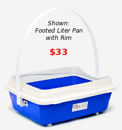 Footed litter pan with rim